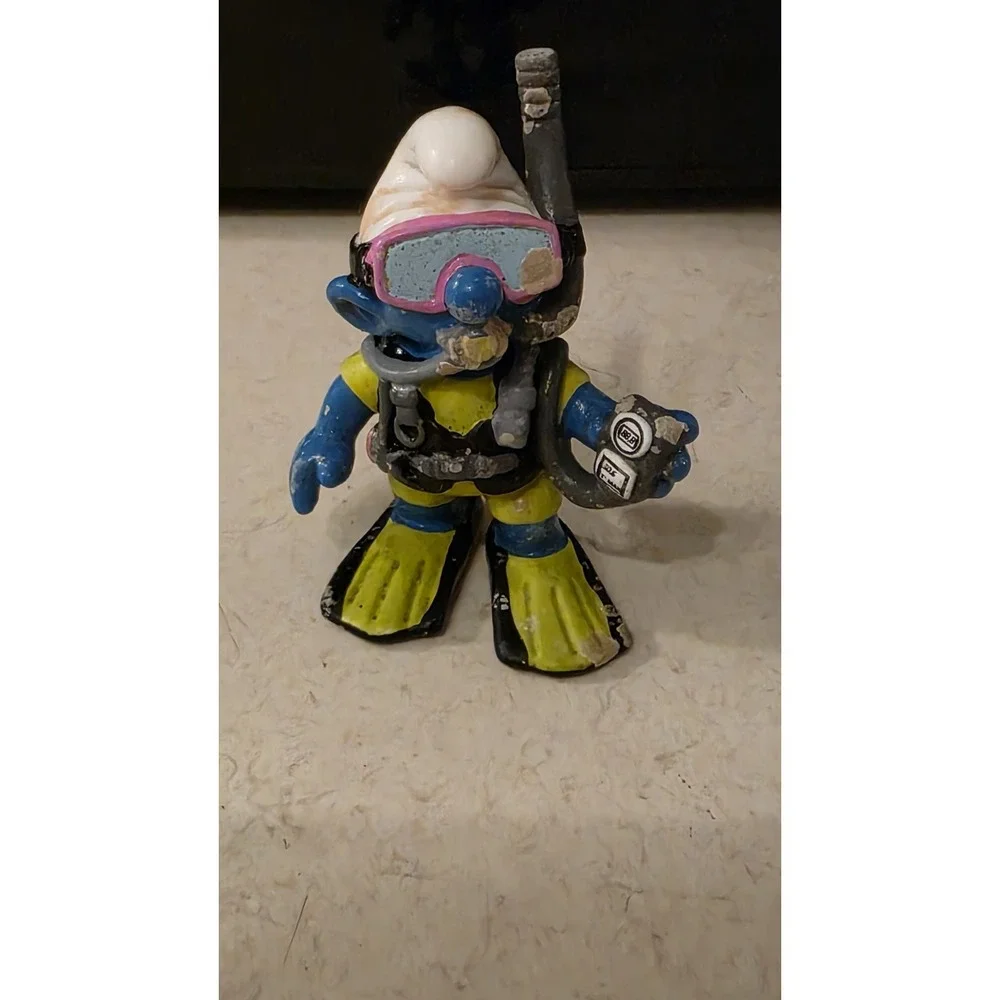 Smurfs 20466 Scuba Diver Smurf Vtg Figure Mask Snorkel Schleich PVC Figurine